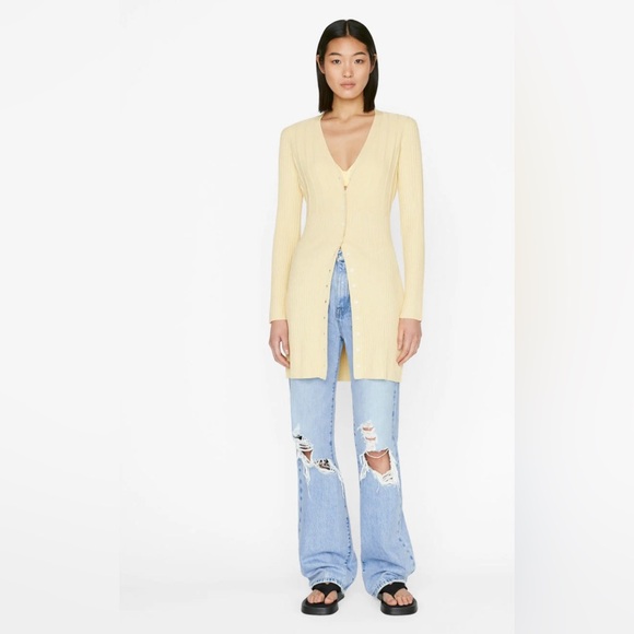 Frame - Long Rib Cardi in Butter - Picture 1 of 6